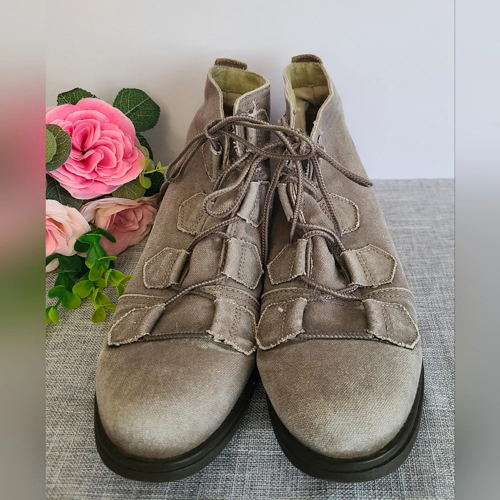 Sorel Major Low Lace Up‎ Ankle Boot Beige Canvas / Leather NL2163 Size US 10